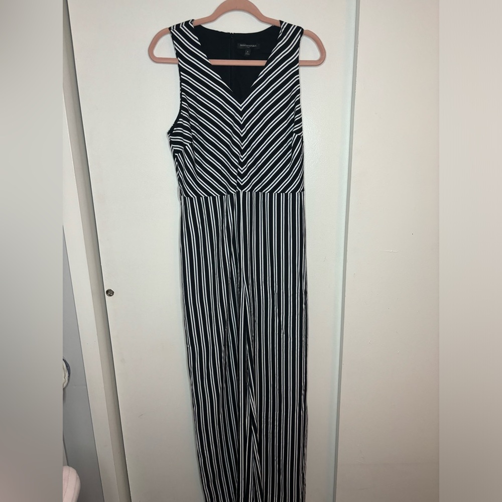 Black and White Striped Jumpsuit